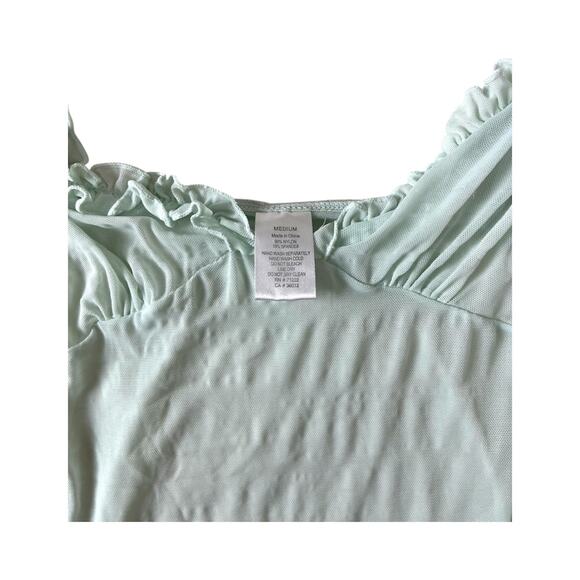 Mint green sheer cami with ruffled straps and sweetheart neckline Shabbychic - Picture 5 of 5